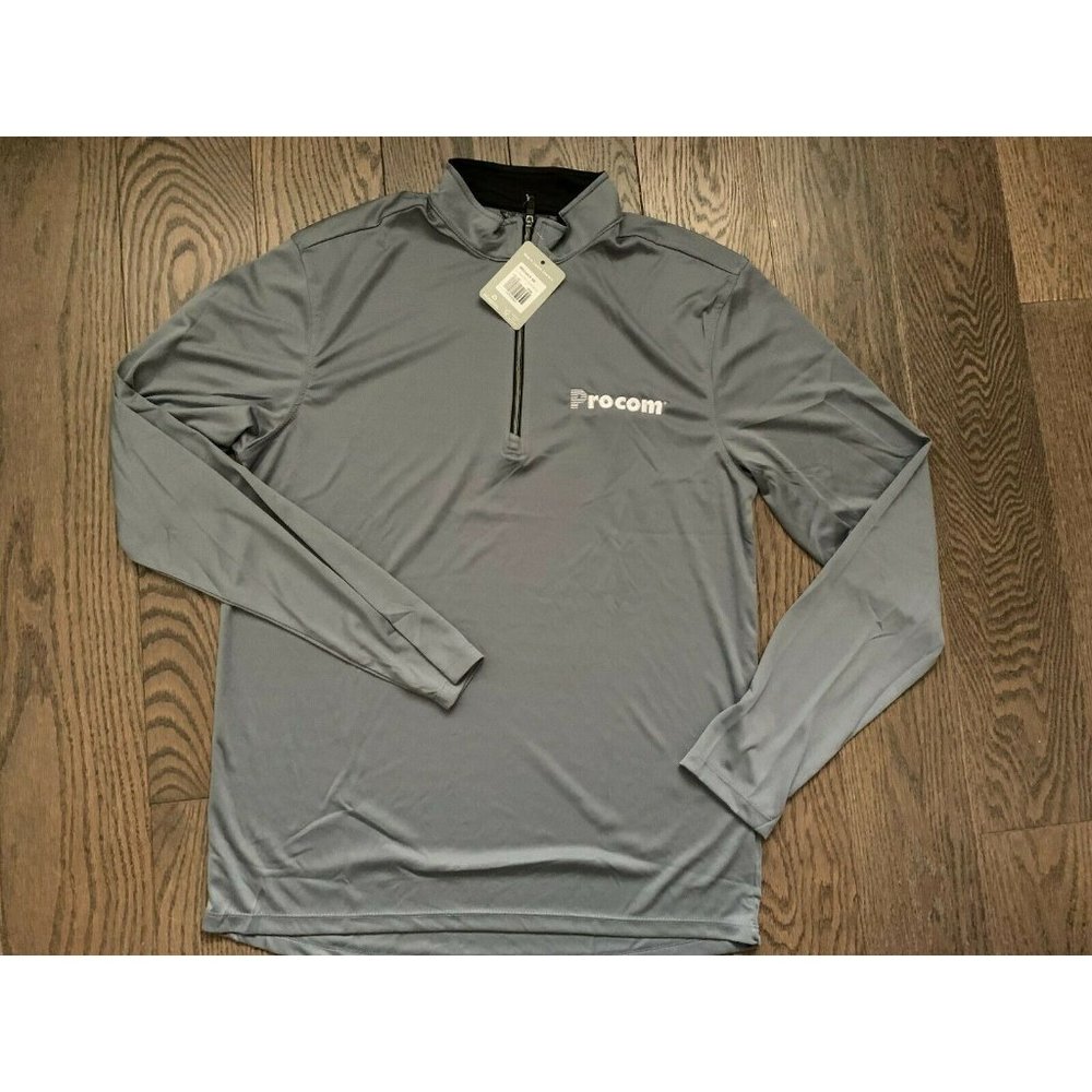 Trimark Men's Medium Quarter Zip short sleeve Procom polo Golf tennis shirt